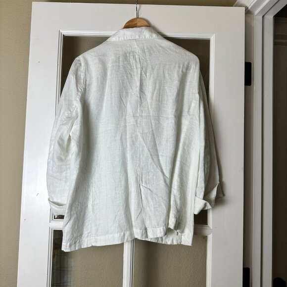 REISTOR Linen-like Cupro White Blazer Shirt Jacket Size XL - Picture 6 of 12